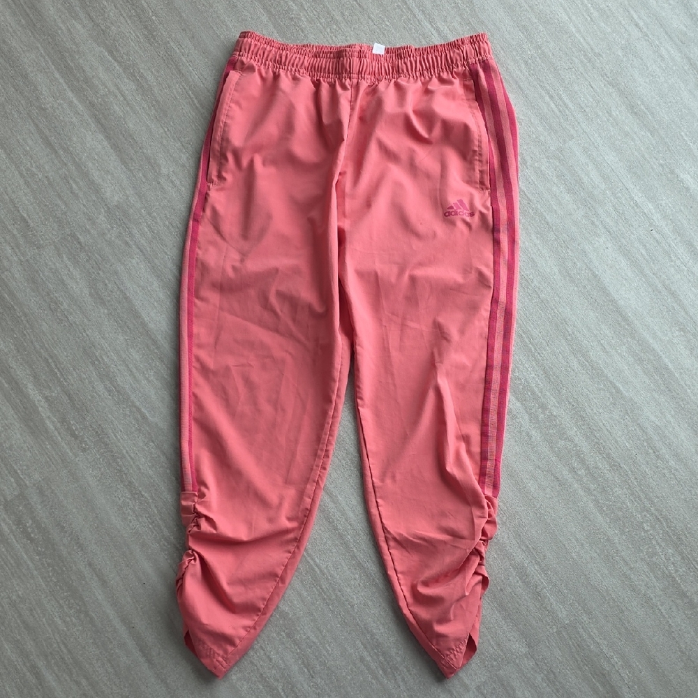adidas Coral Pink Joggers with Dark Pink Side Stripes